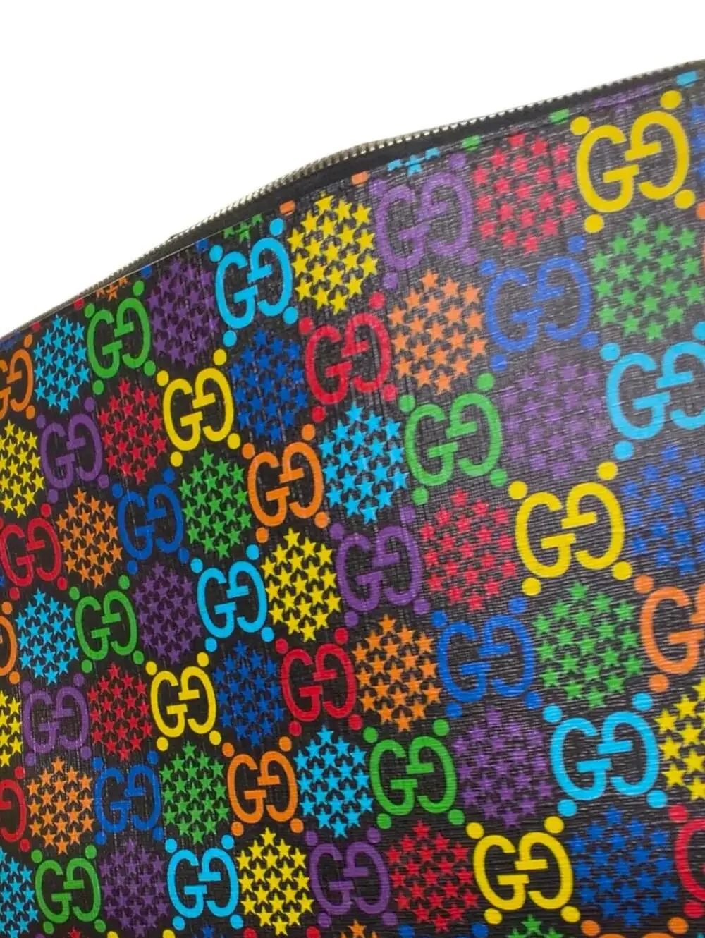 Gucci GG Psychedelic Zip Wristlet Pouch Black Multicolor
